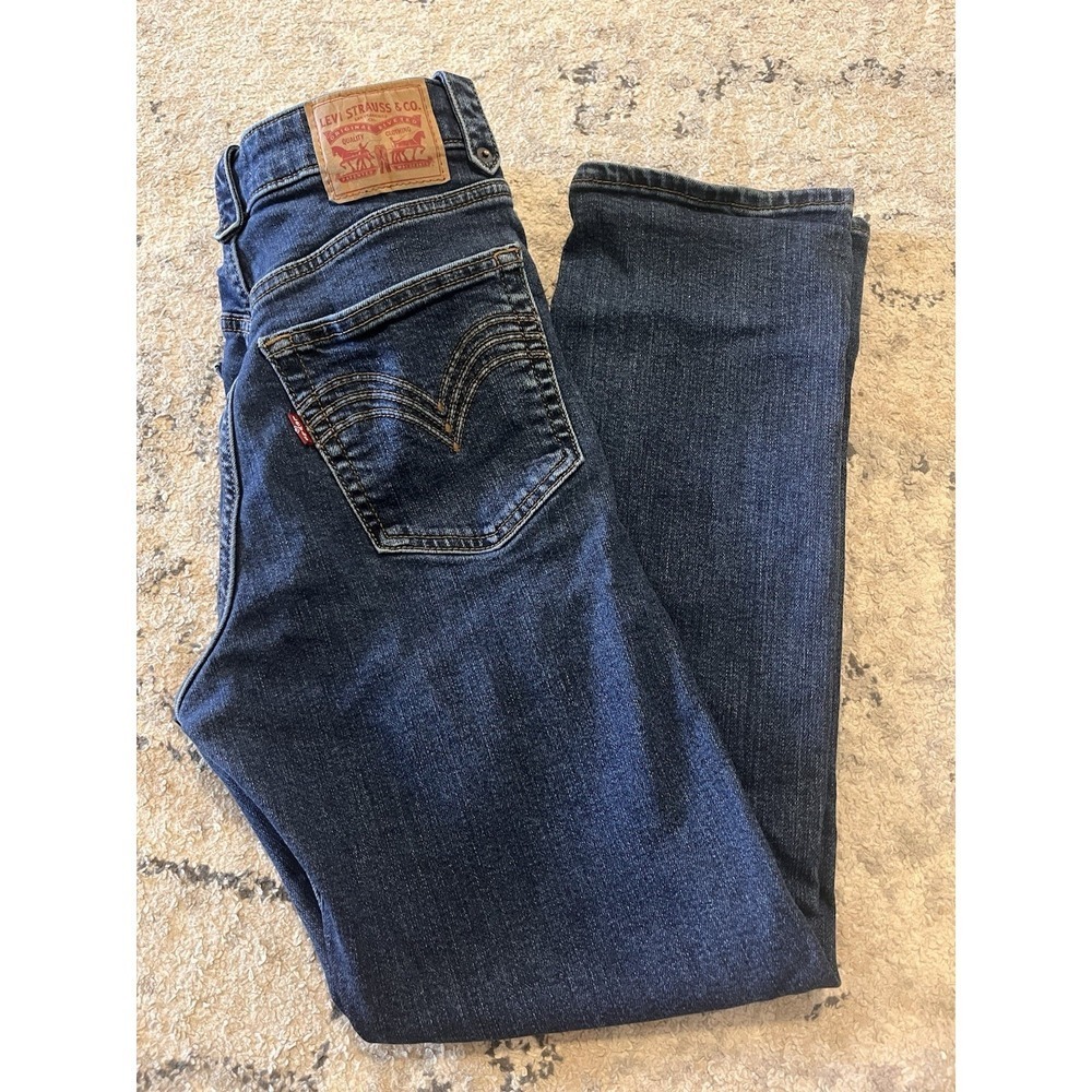 Levi's Wedgie Straight Jeans Women 27x28 Blue High Rise Button Fly Denim Pants